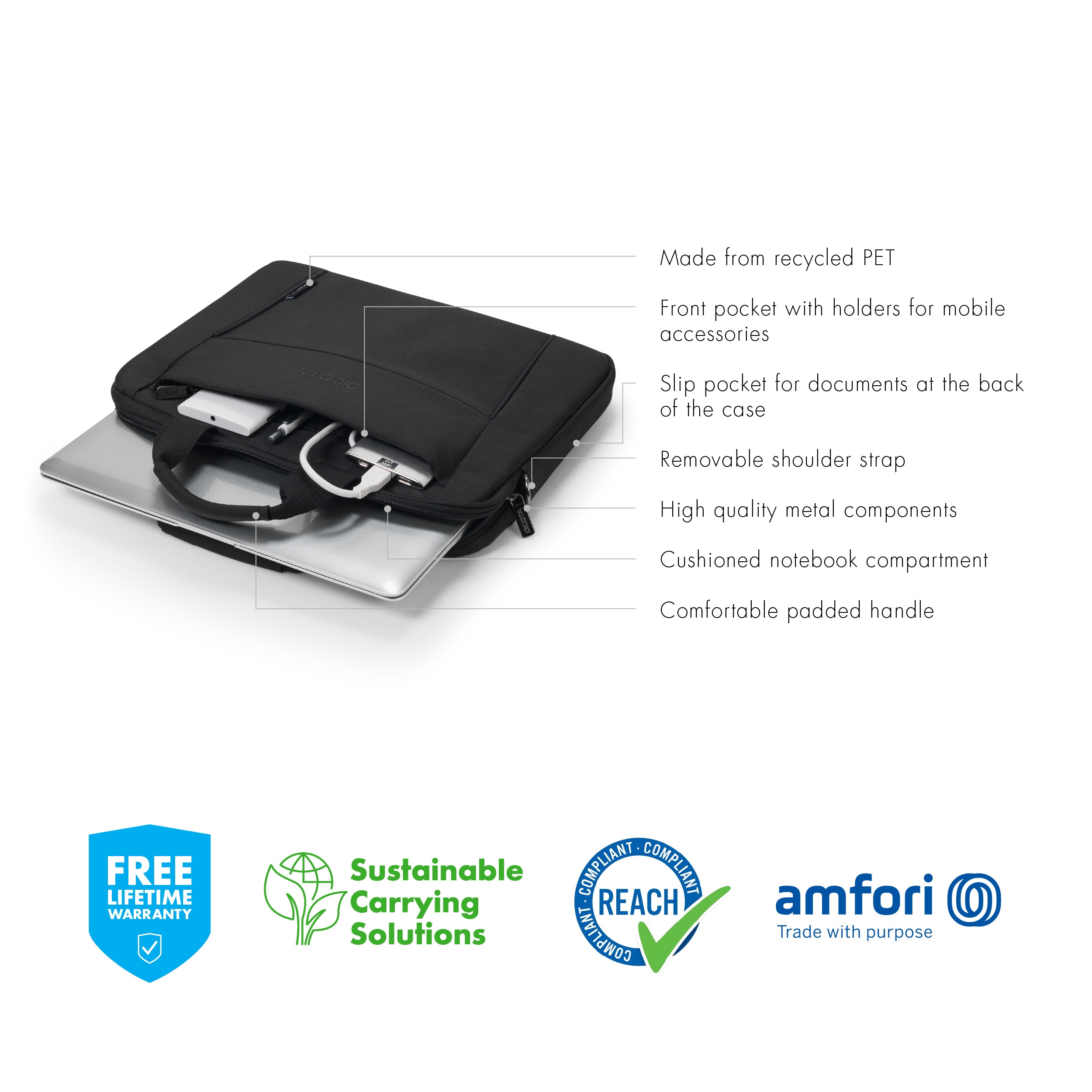 Dicota Laptoptasche Eco Slim Case BASE 13–14,1" svart