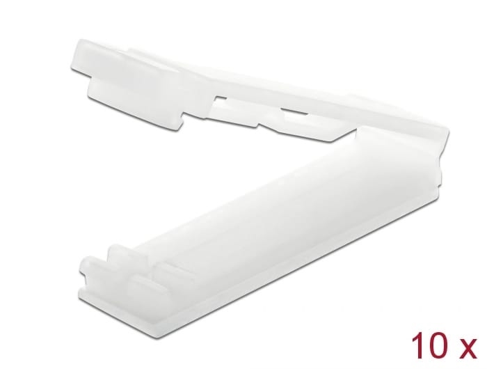 Delock självhäftande hållare för flatkabel med låsclip, natur, 10-pack
