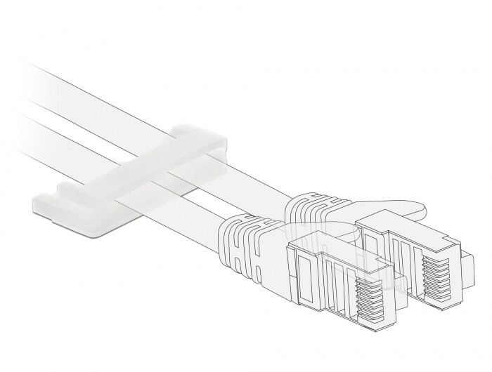 Delock självhäftande hållare för flatkabel med låsclip, natur, 10-pack
