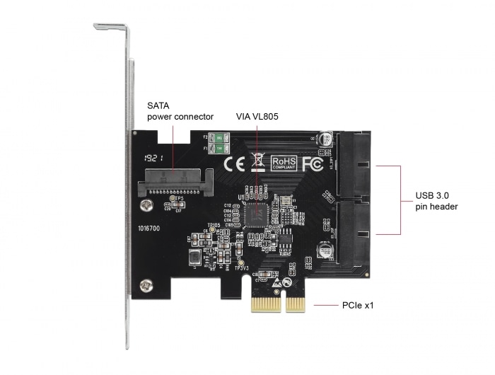 Delock PCI Express-kort till 2 x interna USB 3.0-stiftkontakter