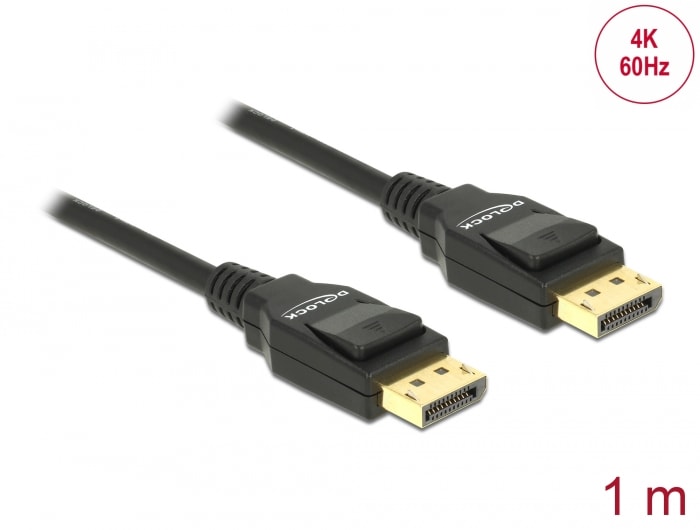 Delock DisplayPort-kabel 1.2, DisplayPort hane till DisplayPort hane, 4K, 1 m