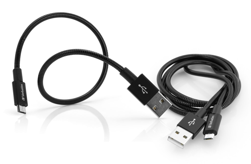 Verbatim mikro-USB synk- och laddkabel 100 cm och 30 cm svart (2-pack)