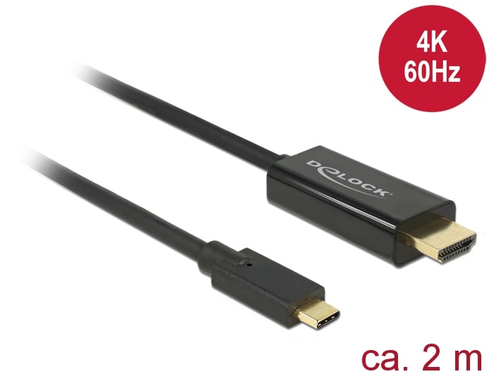 Delock USB Type-C till HDMI-kabel (DP Alt Mode), 4K 60 Hz, 2 m