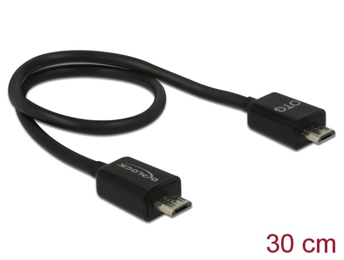 Delock Power Sharing-kabel Micro USB-B hane till Micro USB-B hane (OTG)
