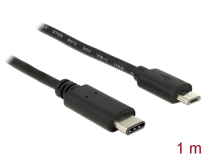 Delock USB-kabel USB Type-C 2.0 hane till USB 2.0 Micro-B hane 1,0 m