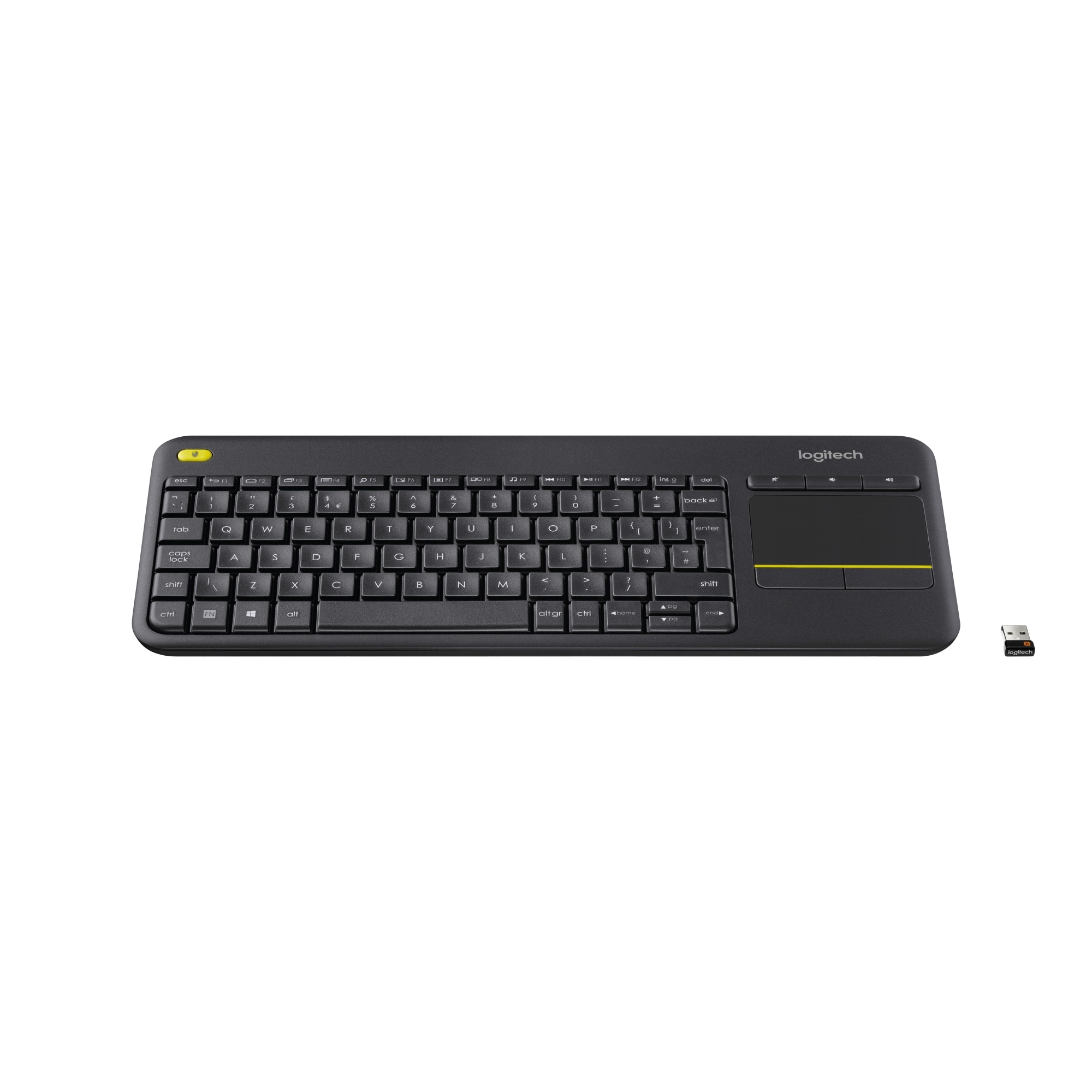 Logitech K400 Plus – trådlöst tangentbord med touchpad (DE), svart