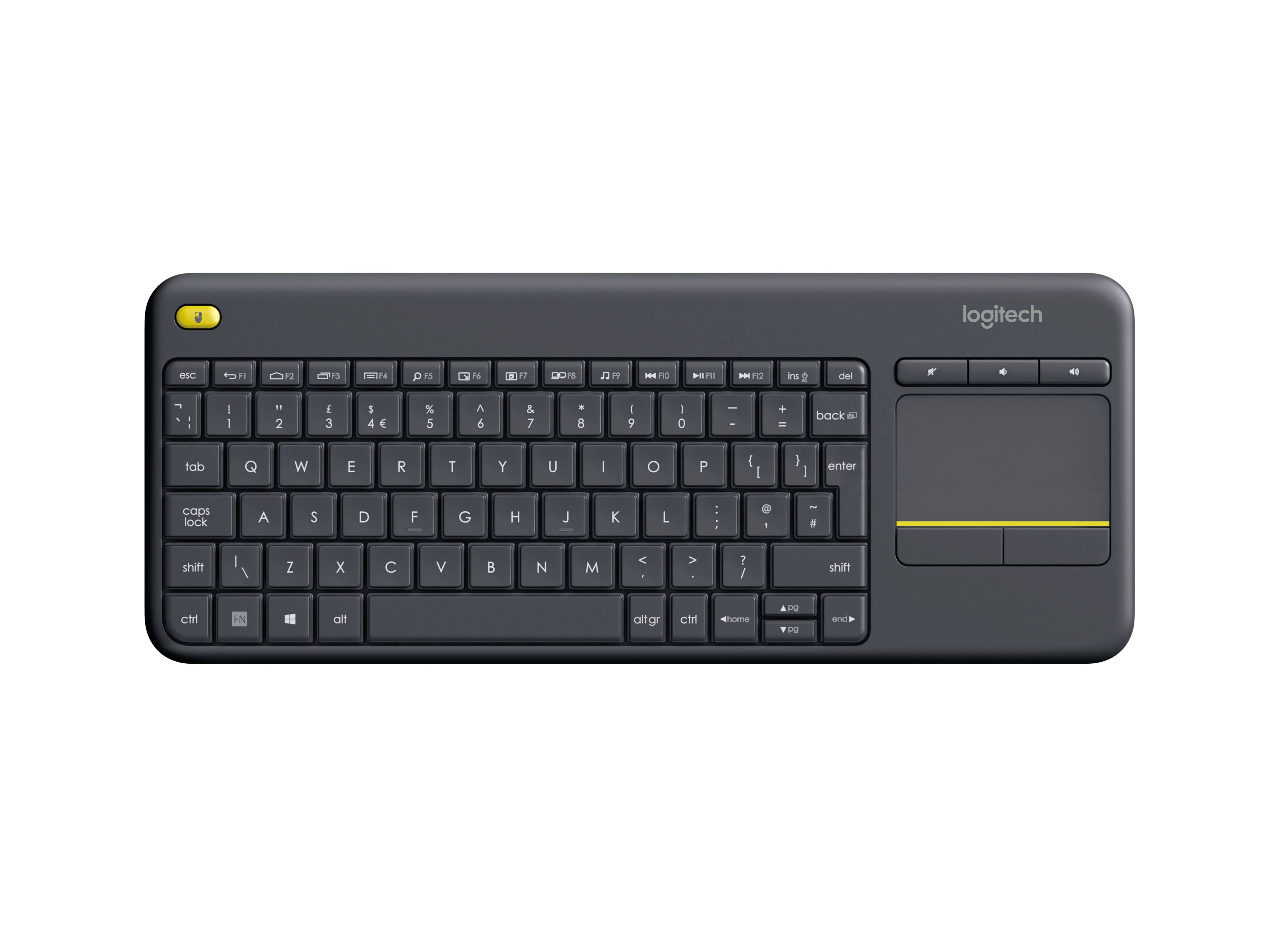 Logitech K400 Plus – tangentbord med touchpad, trådlöst, DE, svart