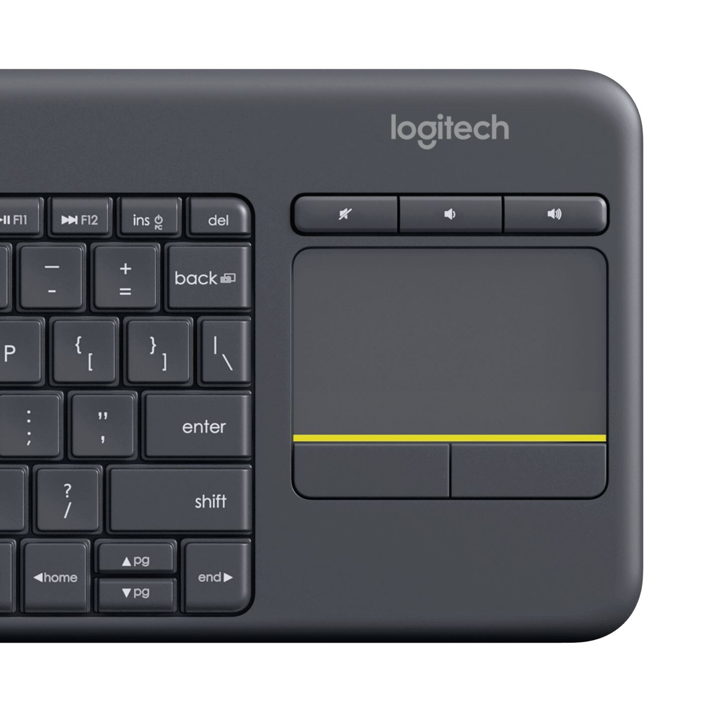 Logitech K400 Plus – tangentbord med touchpad, trådlöst, DE, svart