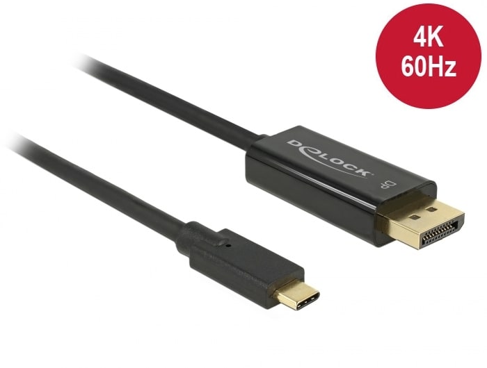 Delock USB Type-C till DisplayPort-kabel (DP Alt Mode) 4K 60 Hz, 1 m