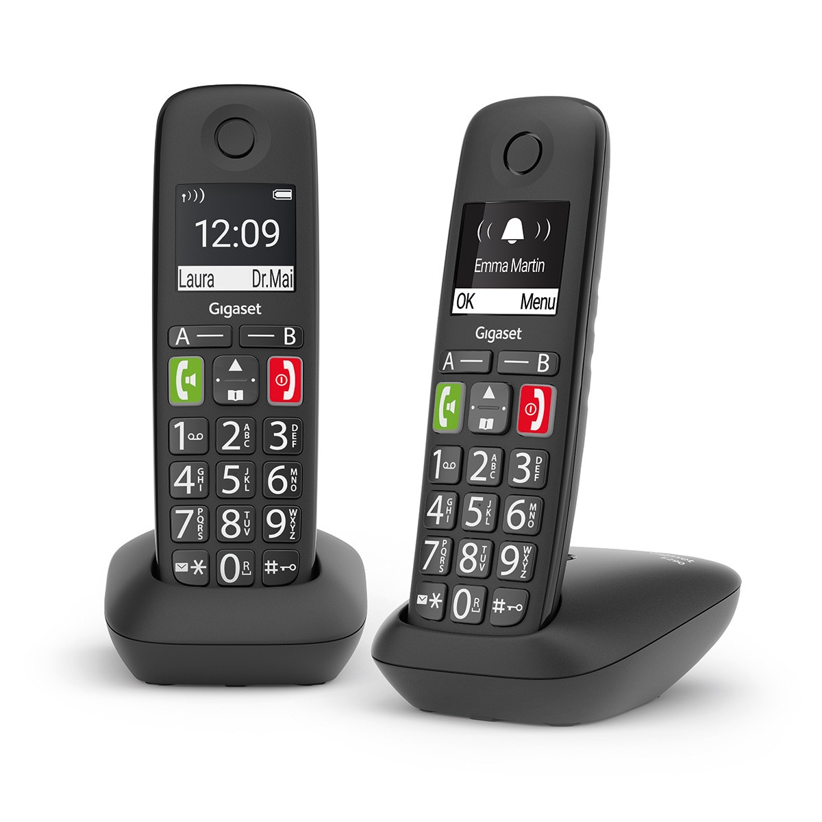Gigaset E290 Duo – analogt stortelefon med 2 trådlösa handenheter