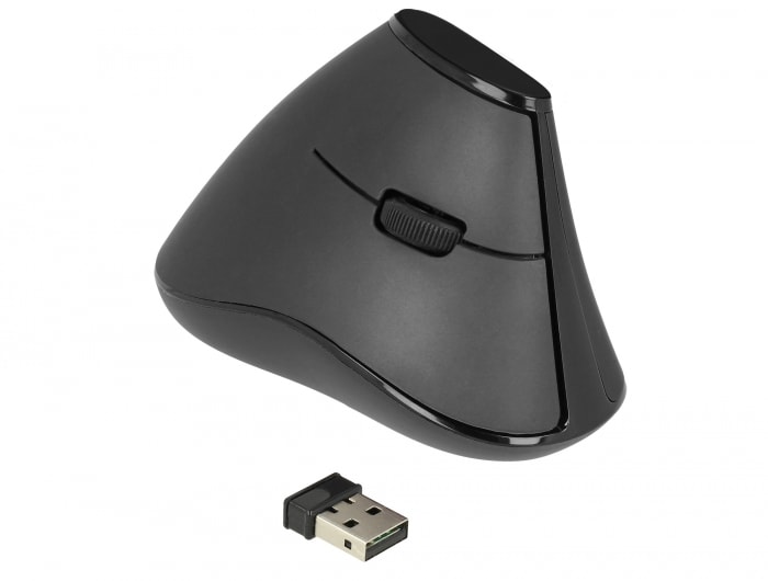 Delock ergonomisk vertikal optisk 5-knappsmus 2,4 GHz trådlös – tyst