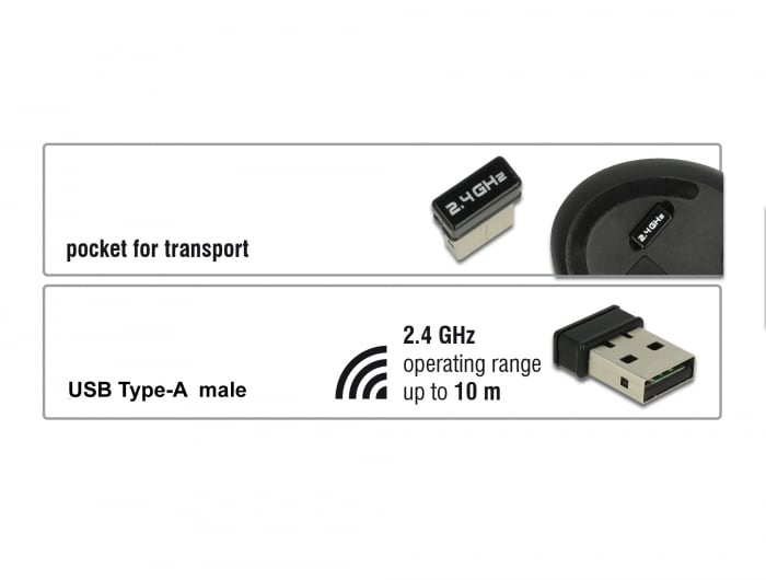 Delock ergonomisk vertikal optisk 5-knappsmus 2,4 GHz trådlös – tyst