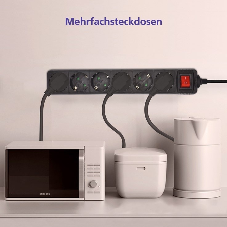 helos Steckdosenleiste CLASSIC, 6-fach, 3,0 m, mit Schalter