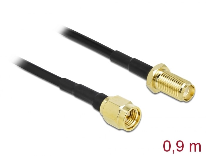 Delock antennkabel SMA hane till SMA hona LMR/CFD100 0,9 m (låg dämpning)