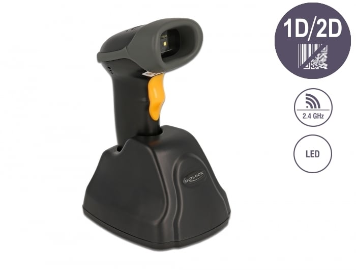 Delock 2,4 GHz streckkodsläsare 1D/2D med laddstation