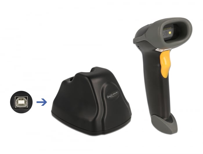 Delock 2,4 GHz streckkodsläsare 1D/2D med laddstation