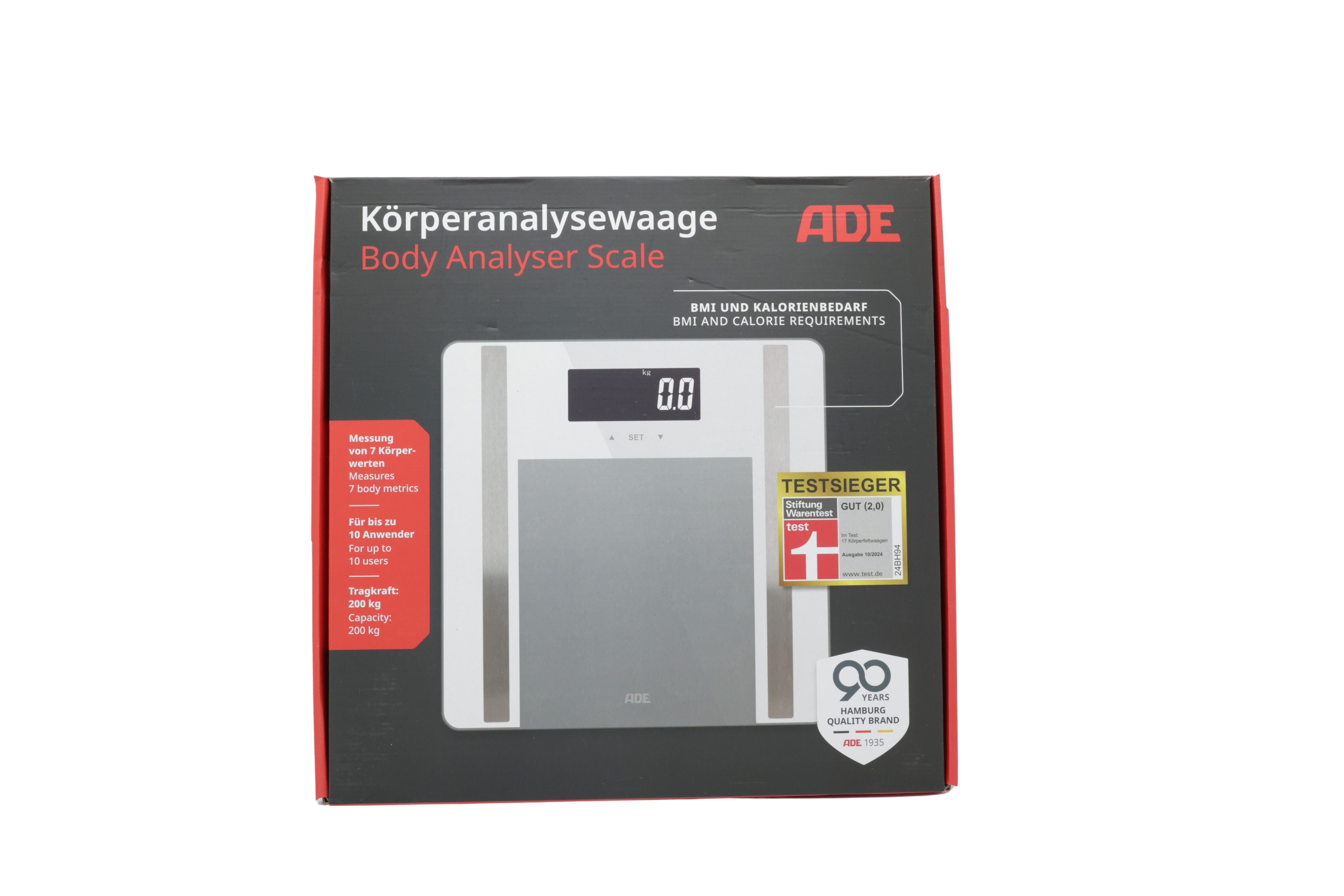 ADE Digital kroppsfettvåg Ines upp till 200 kg, vit