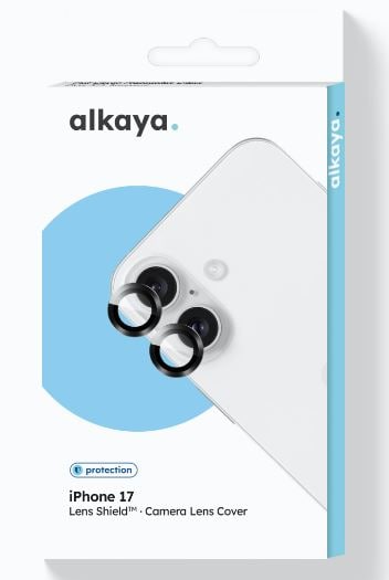 alkaya Lens Shield kameralinsskydd i glas för iPhone 17, transparent