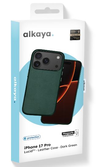 alkaya LUCID Handy Schutzhülle Leather Case för MagSafe iPhone 17 Pro mörkgrön