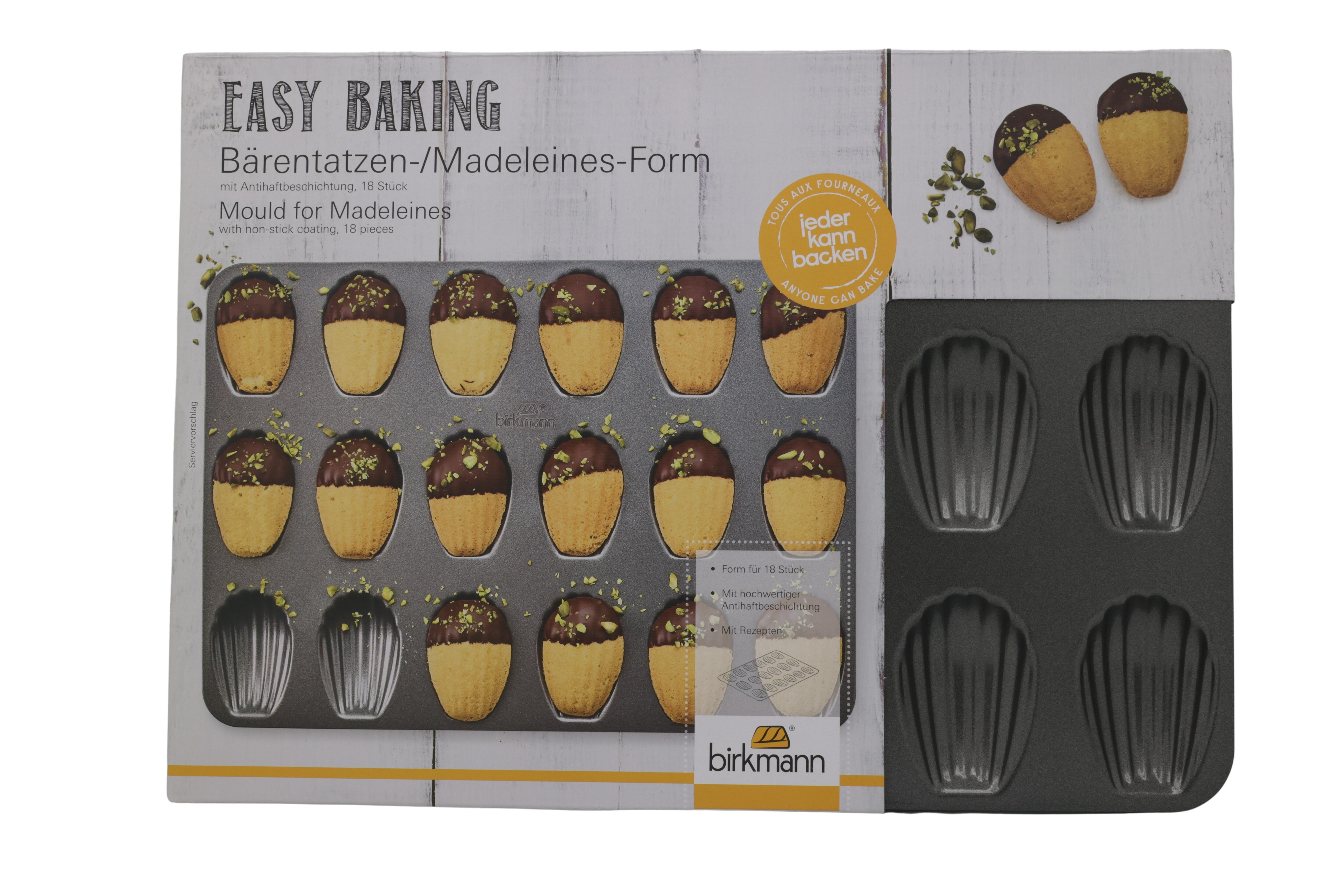 Birkmann Easy Baking bakplåt för bärentassar/madeleinekakor, 18 st