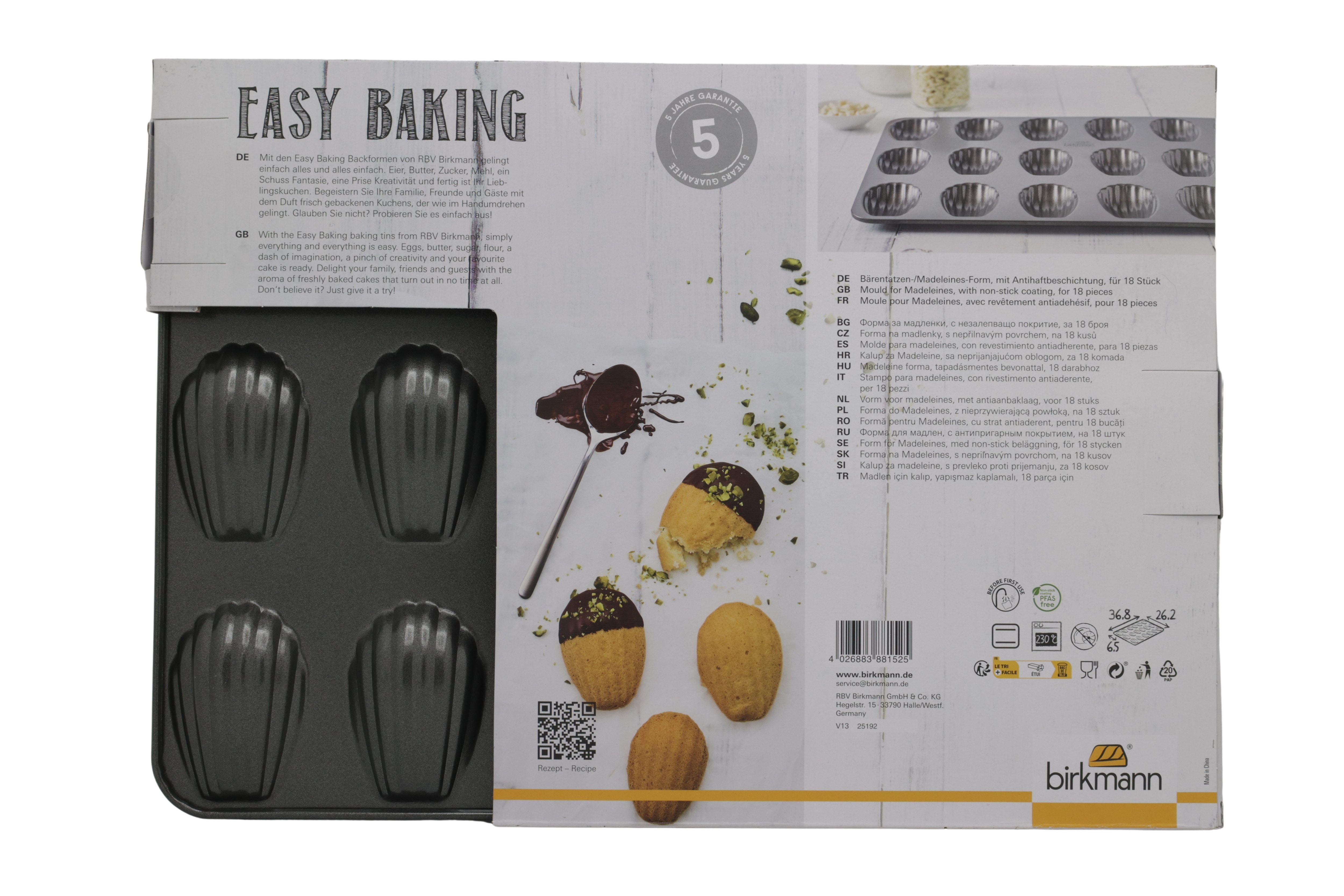 Birkmann Easy Baking bakplåt för bärentassar/madeleinekakor, 18 st