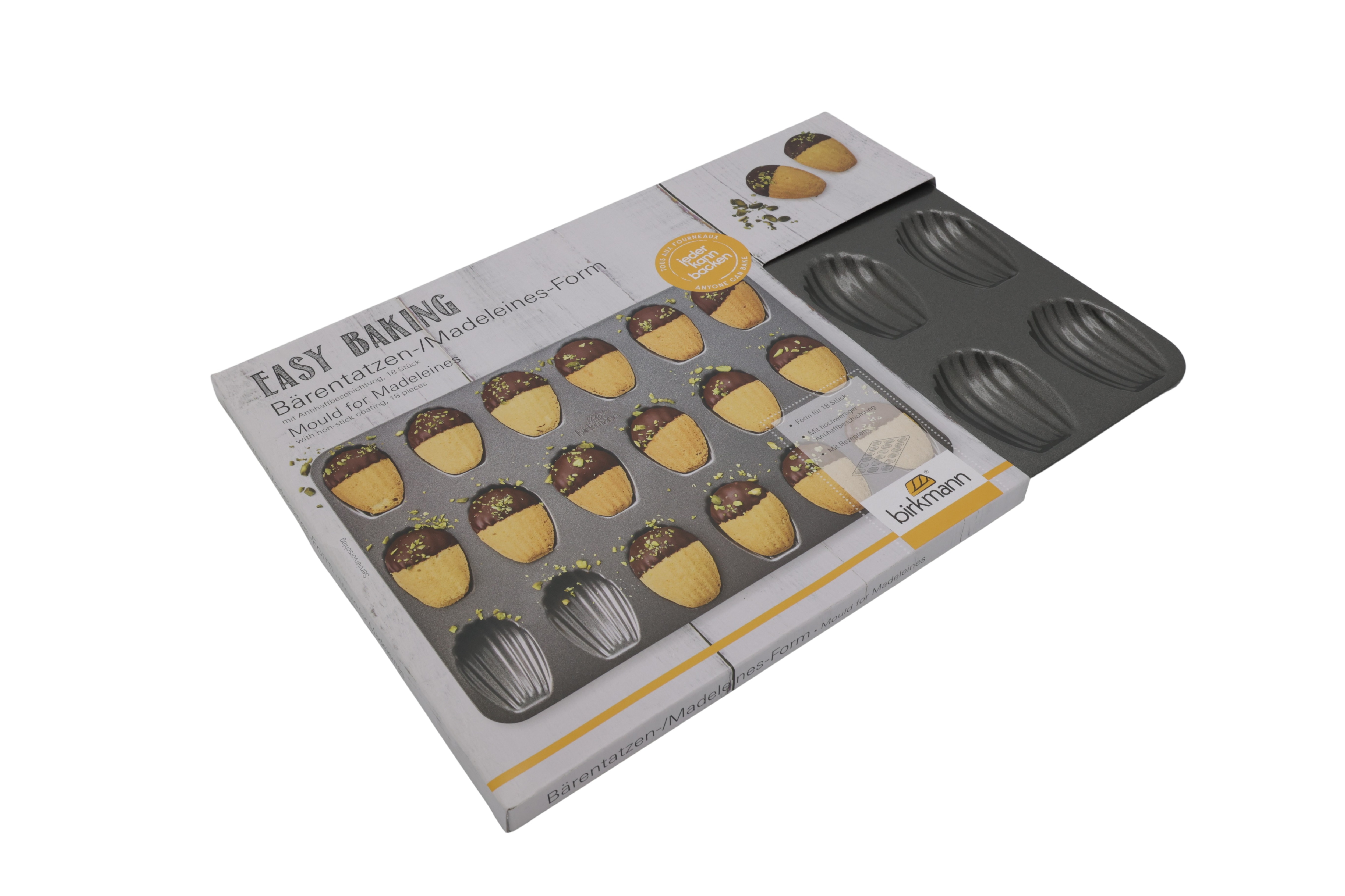 Birkmann Easy Baking bakplåt för bärentassar/madeleinekakor, 18 st