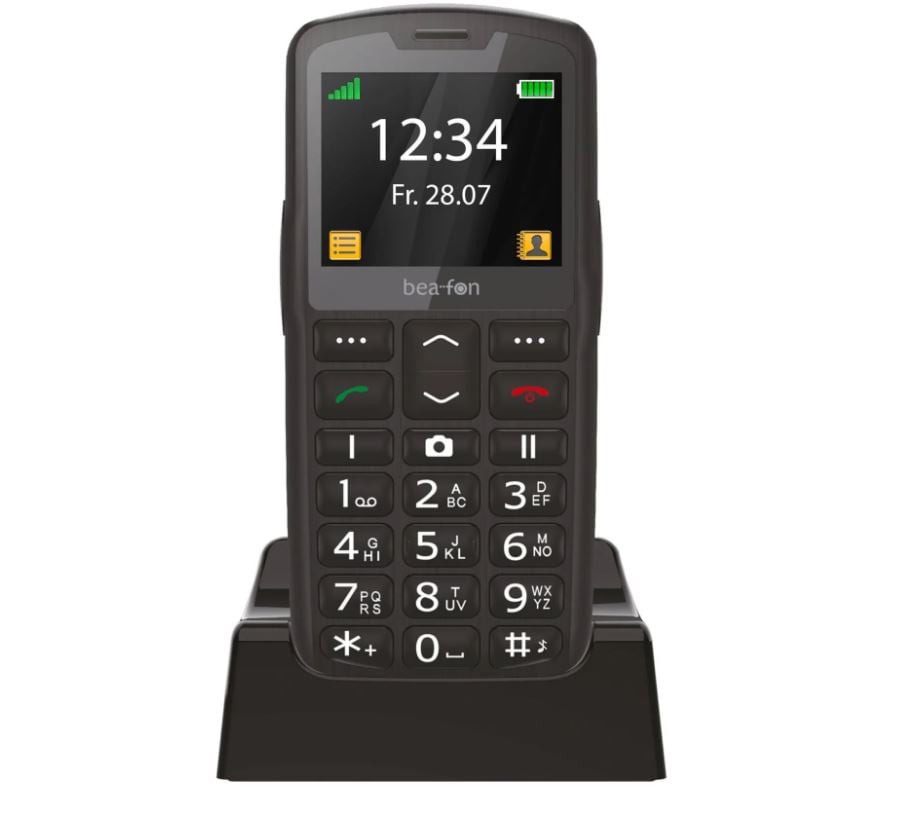 Beafon SL260 LTE – 4G Silver Line, mobiltelefon med stora knappar, svart/silver
