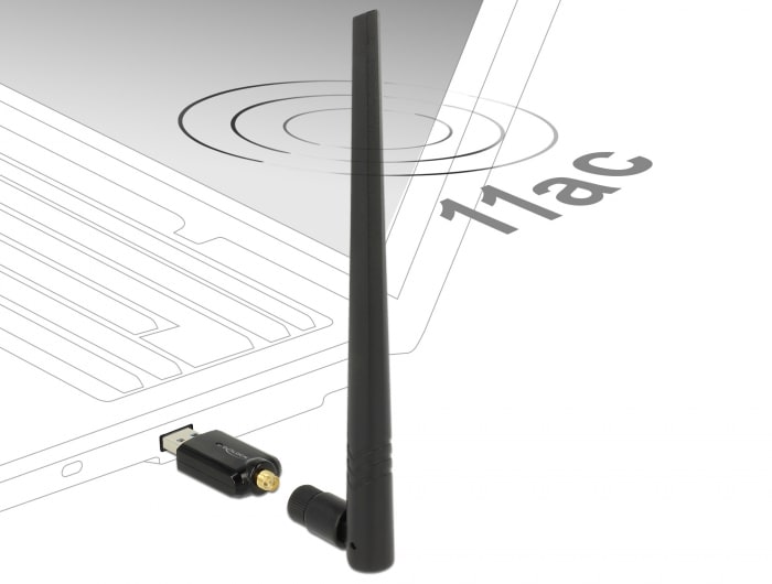 Delock WLAN USB 3.0-stick Dualband 2,4/5 GHz WLAN AC 867/300 med extern antenn