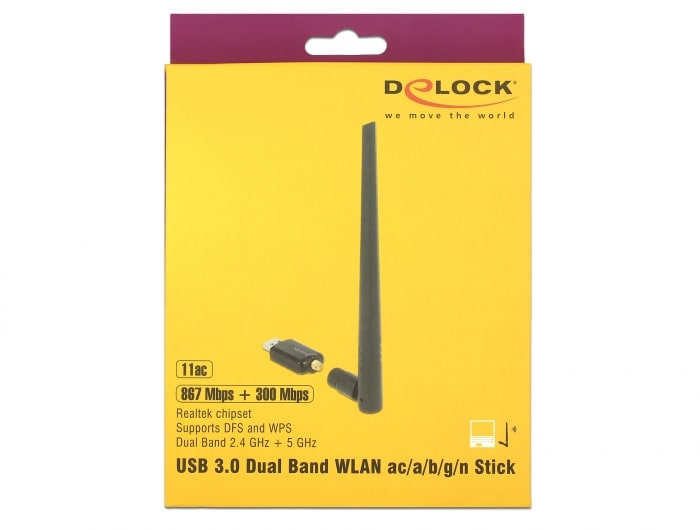 Delock WLAN USB 3.0-stick Dualband 2,4/5 GHz WLAN AC 867/300 med extern antenn