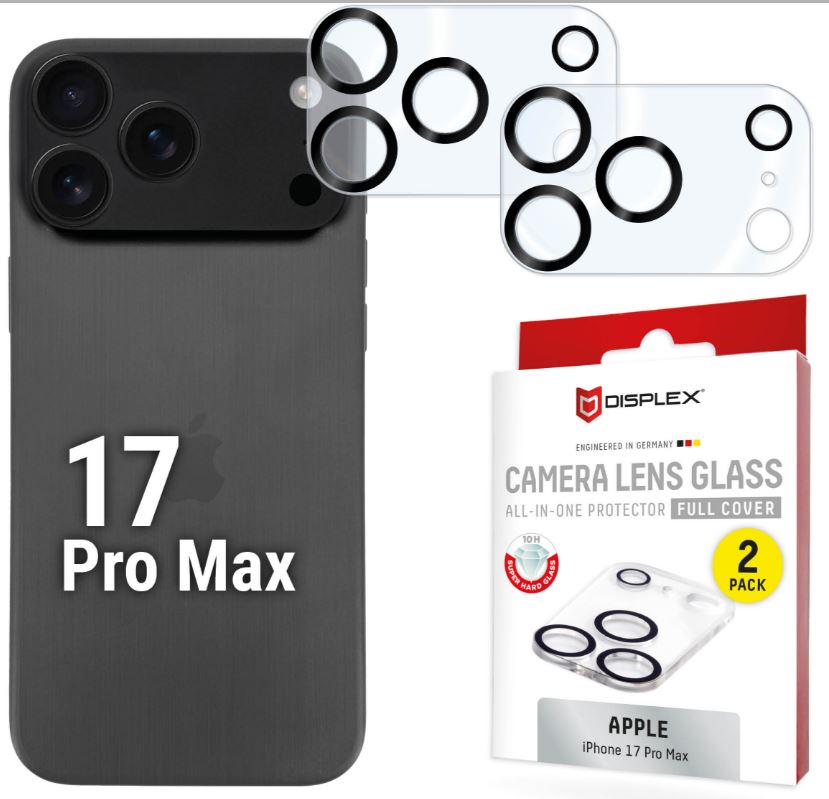 DISPLEX kamera-skyddsglas för Apple iPhone 17 Pro Max, 2-pack