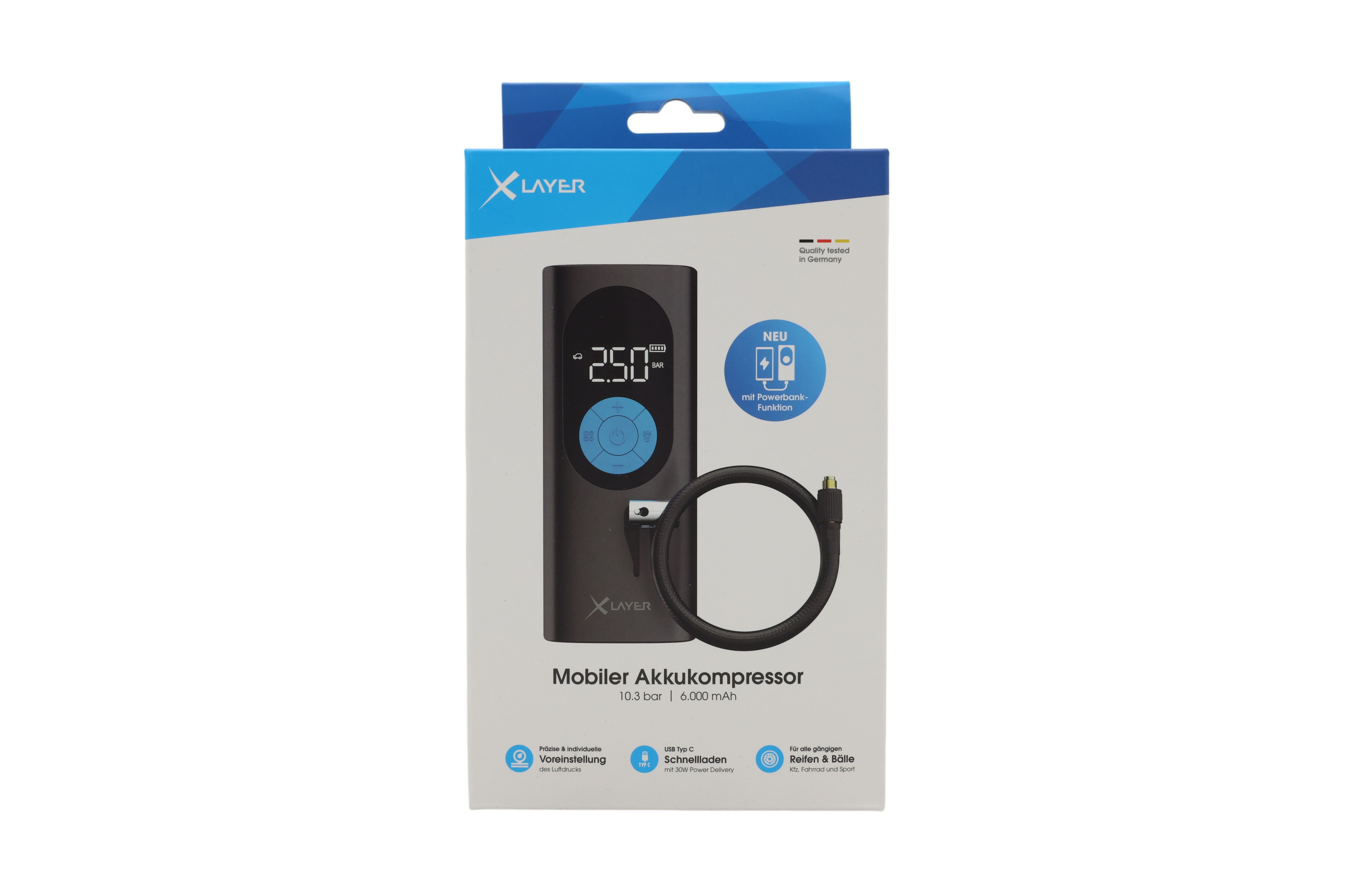 XLayer mobil batteridriven kompressor 10,0 bar 6 000 mAh