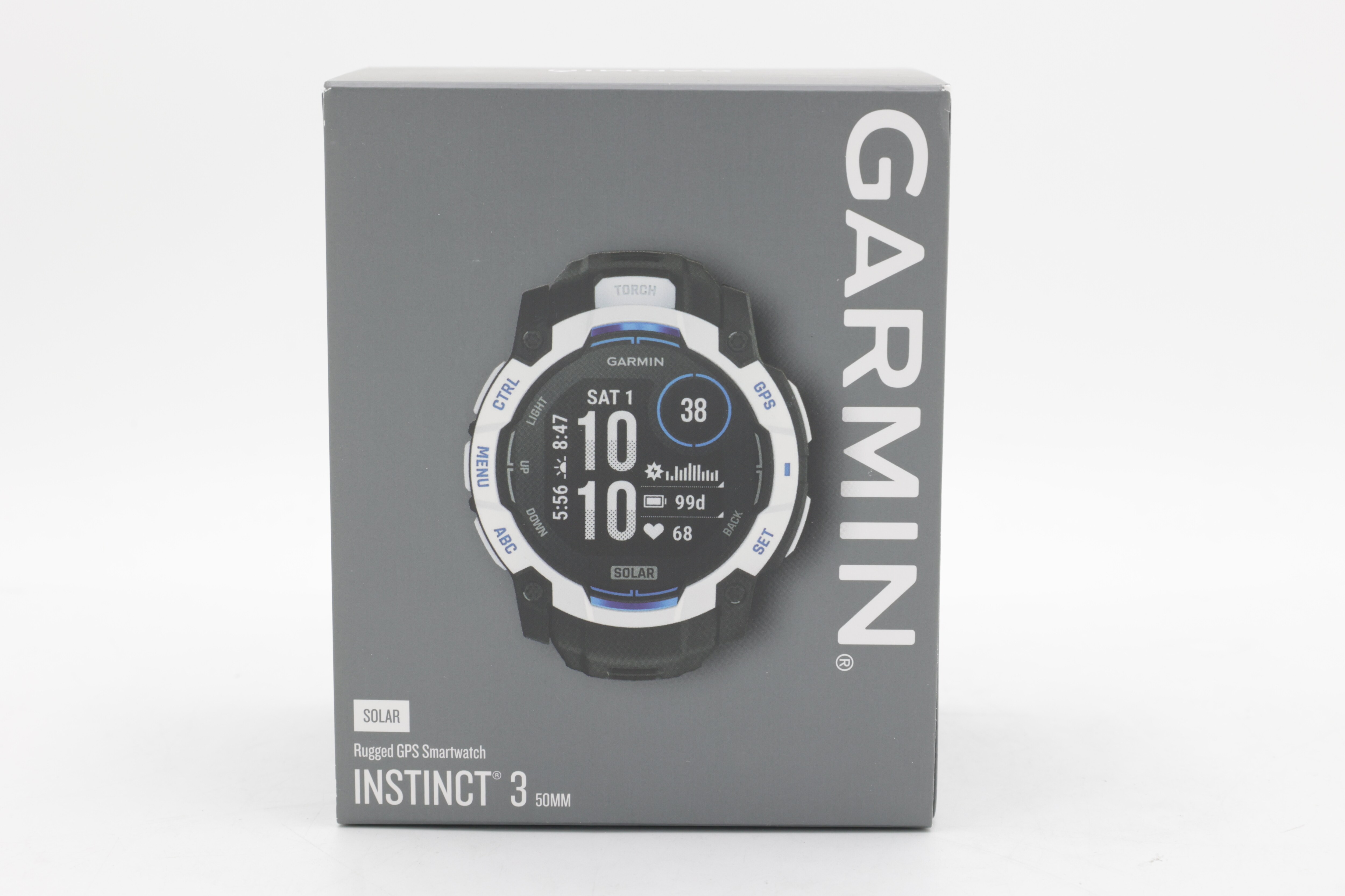 Garmin Instinct 3 50 mm Solar Whitestone med svart band