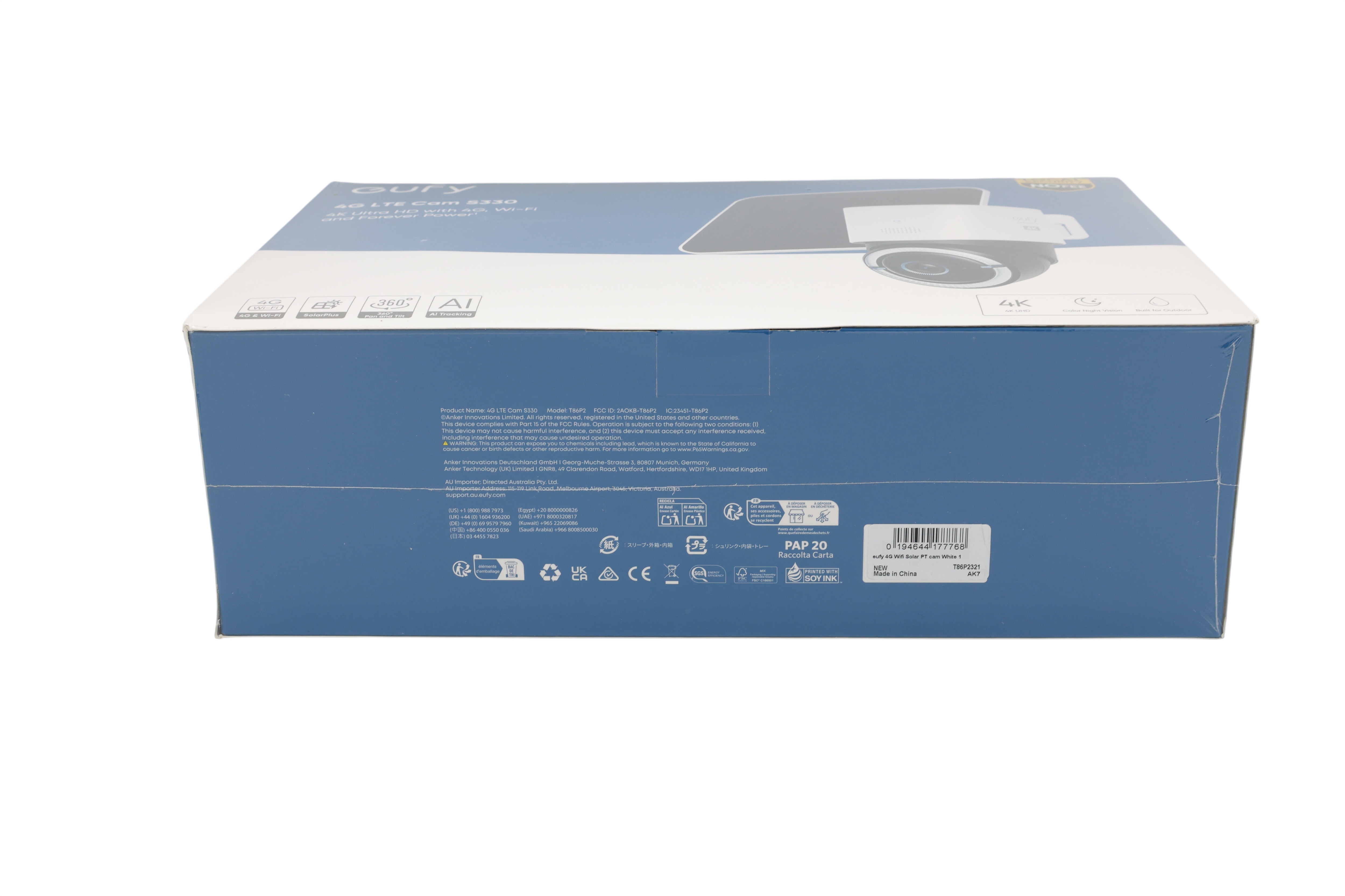 Anker Eufy 4G LTE S330 Outdoor Camera With Solar Panel T86p2321 white