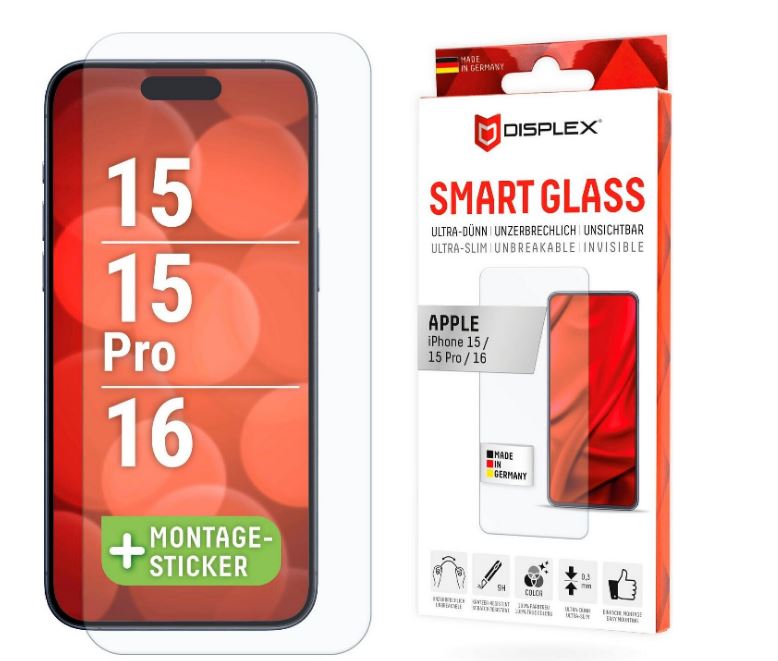 DISPLEX Schutzglas Apple iPhone 15/15 Pro/16 clear