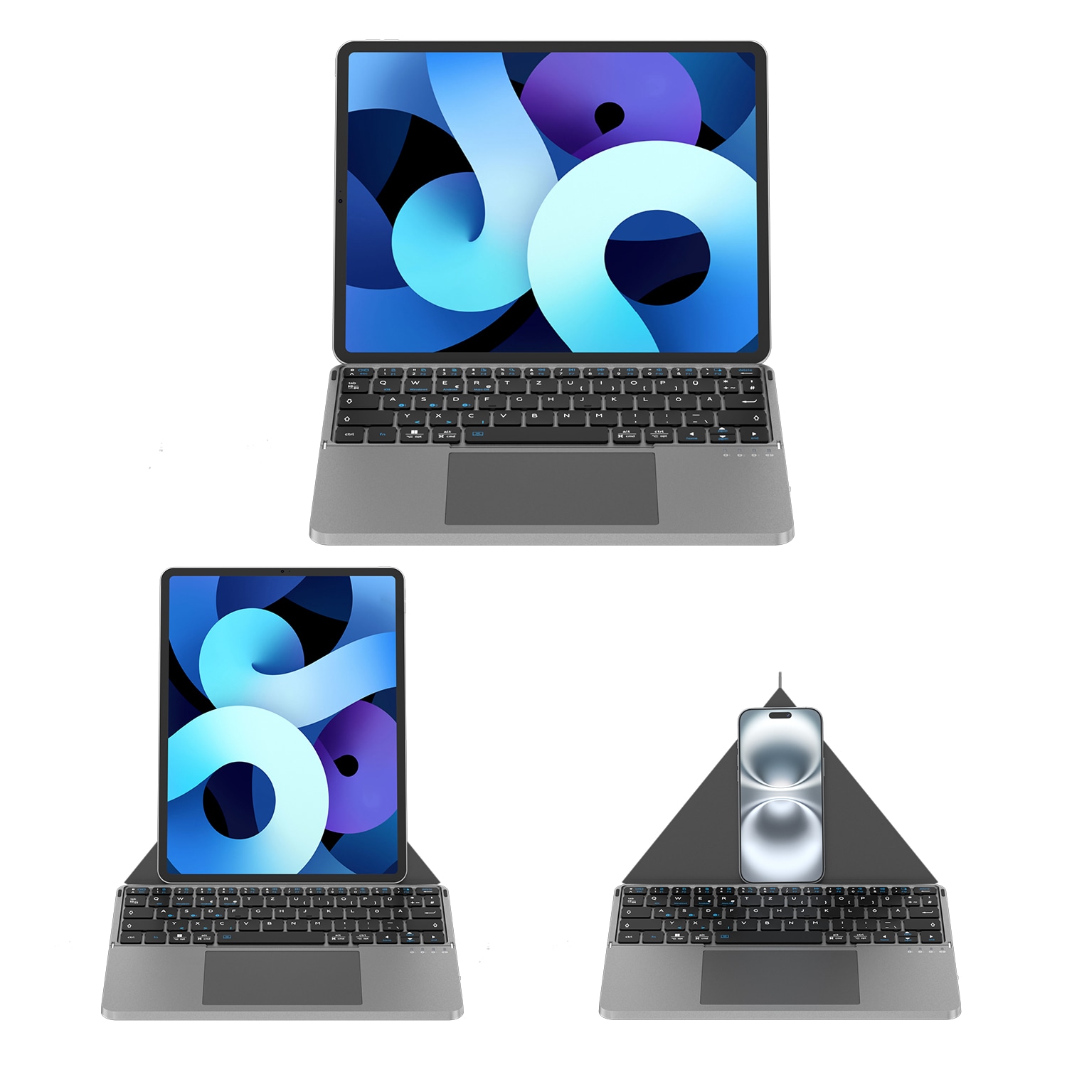 4smarts Universal Wireless Tastatur Foldable QWERTZ, silber