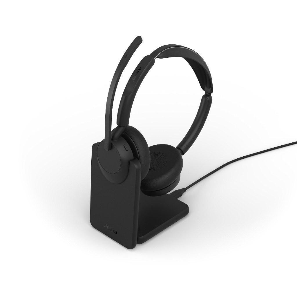 Jabra Evolve3 45 UC Stereo black mit Link 390a u. Ladestation