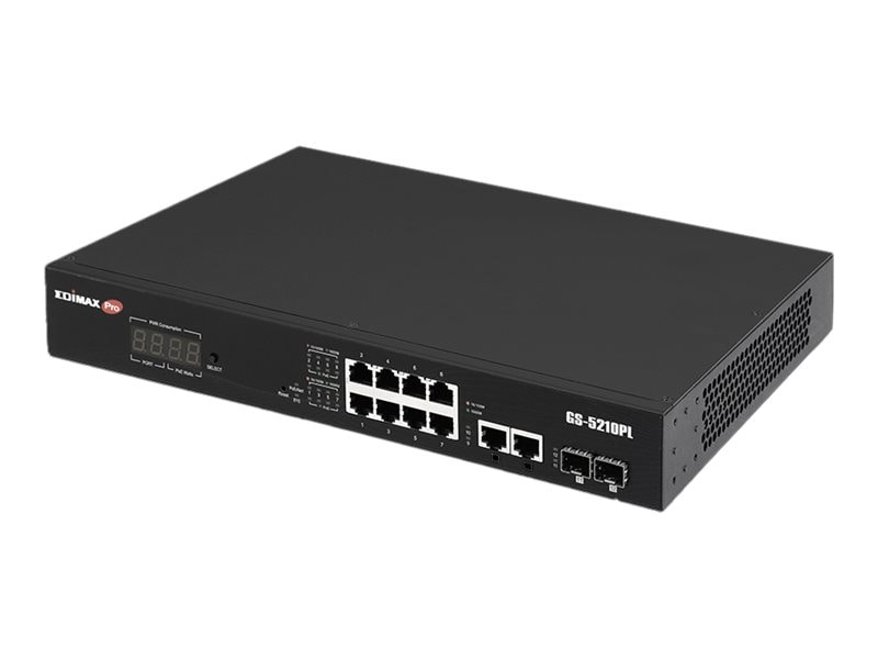 Edimax övervaknings-VLAN 12-portars Gigabit PoE Web Smart Switch för långa avstånd