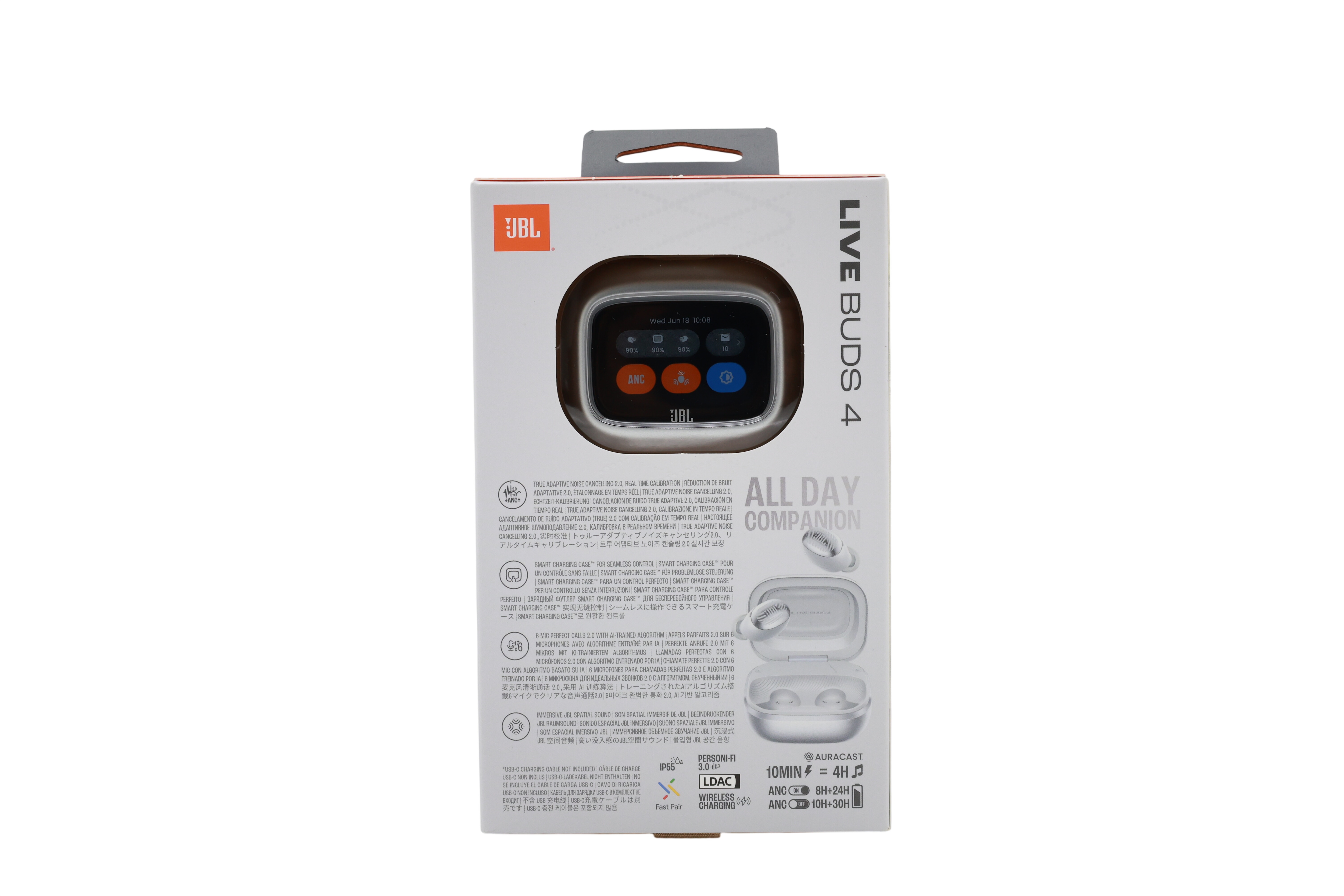 JBL Live Buds 4, trådlösa in-ear-hörlurar med Bluetooth, silver