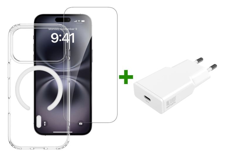 4smarts 3-i-1 Premium-startpaket för Apple iPhone 18 Pro / 17 Pro MagSafe, transparent