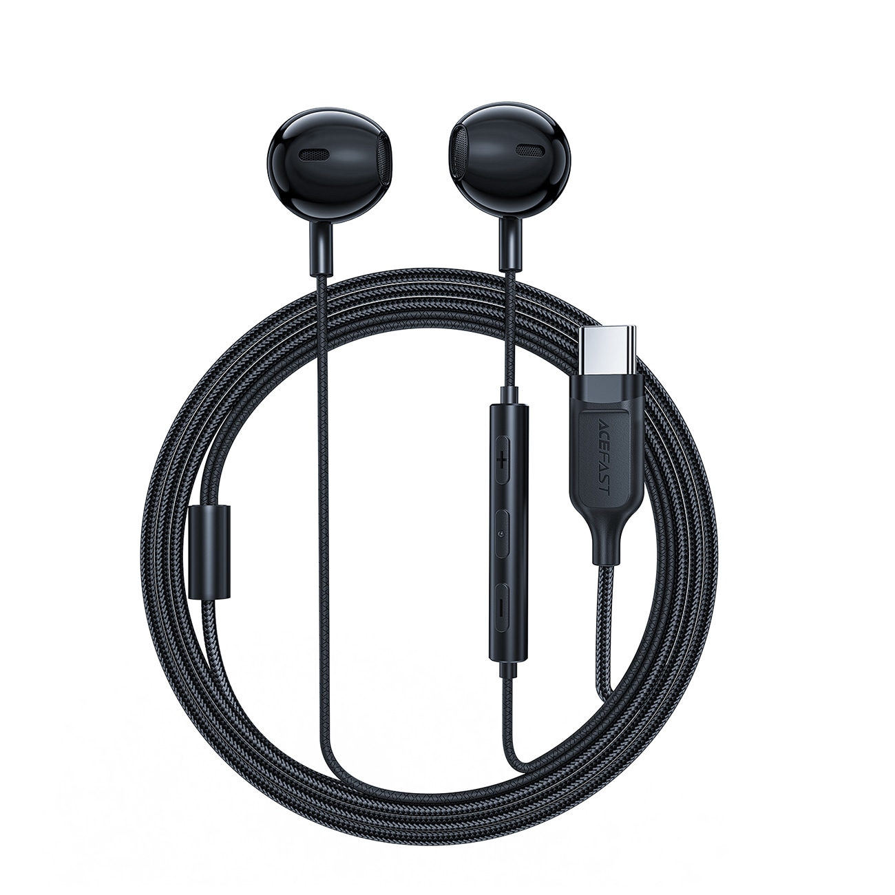 Acefast L2 in-ear hörlurar med USB-C-kontakt, mikrofon och fjärrkontroll 1,2 m - svart