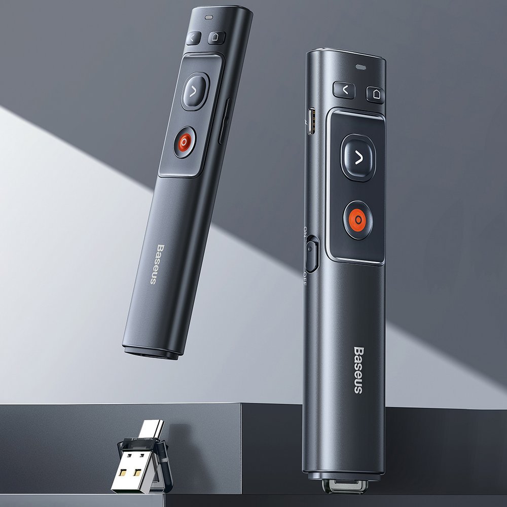 Baseus Orange Dot trådlös presentationslaserpekare - grå (med batteri)