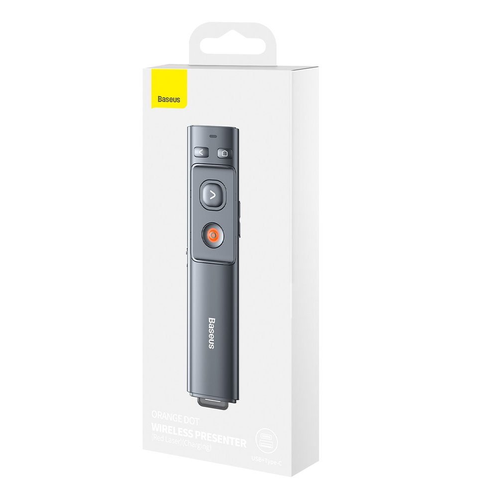 Baseus Orange Dot trådlös presentationslaserpekare - grå (med batteri)