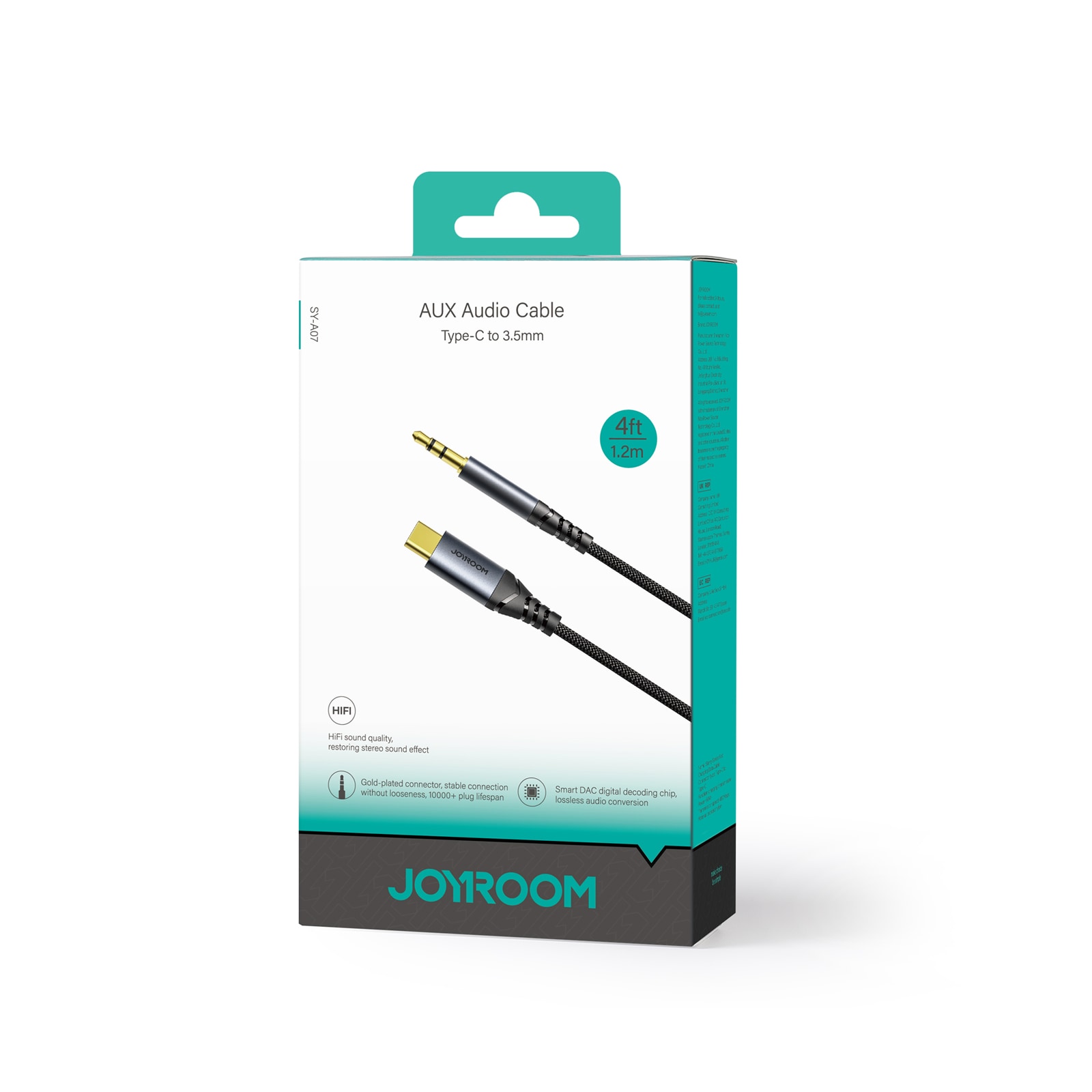 Joyroom Audio Transfer Series SY-A07 Mini Jack 3,5 mm/USB-C-kabel 1,2 m - Svart