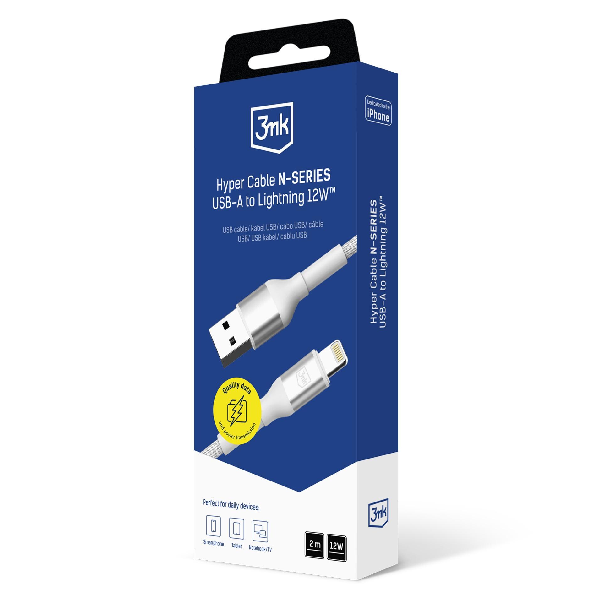 3mk 3mk Kabel 3mk Hyper Cable N-SERIES USB-A / Lightning 2m 5V/2,4A 12W / vit