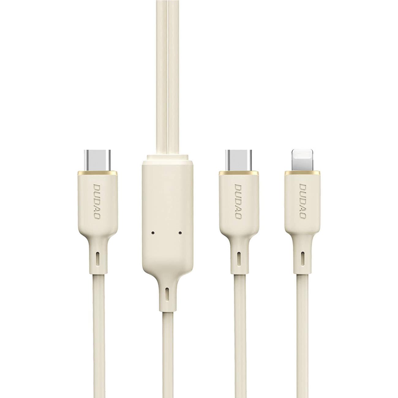 Dudao L7SF 2in1-kabel USB-C - USB-C / Lightning 100W 1,2m - beige