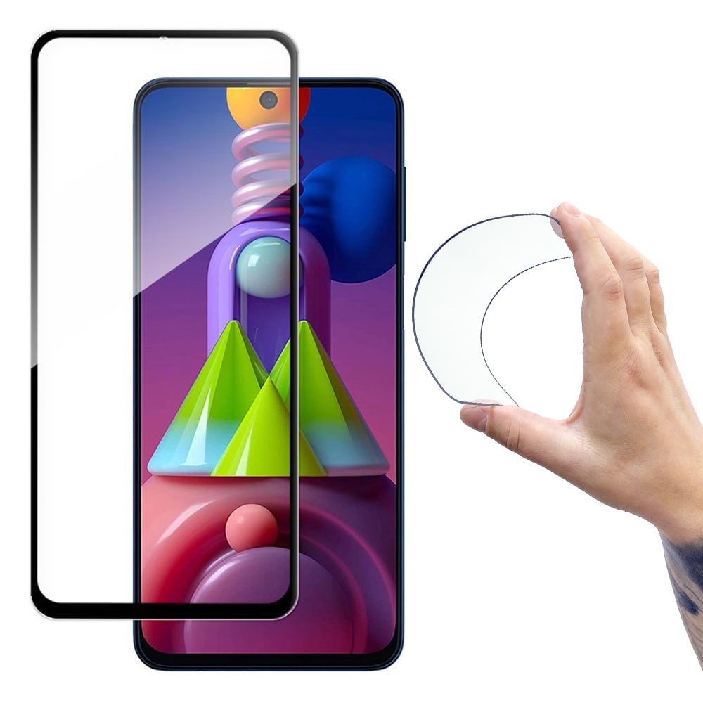 Wozinsky Helskydd Flexi Nano Glass Film Härdat Glas med Ram Samsung Galaxy M51 Svart