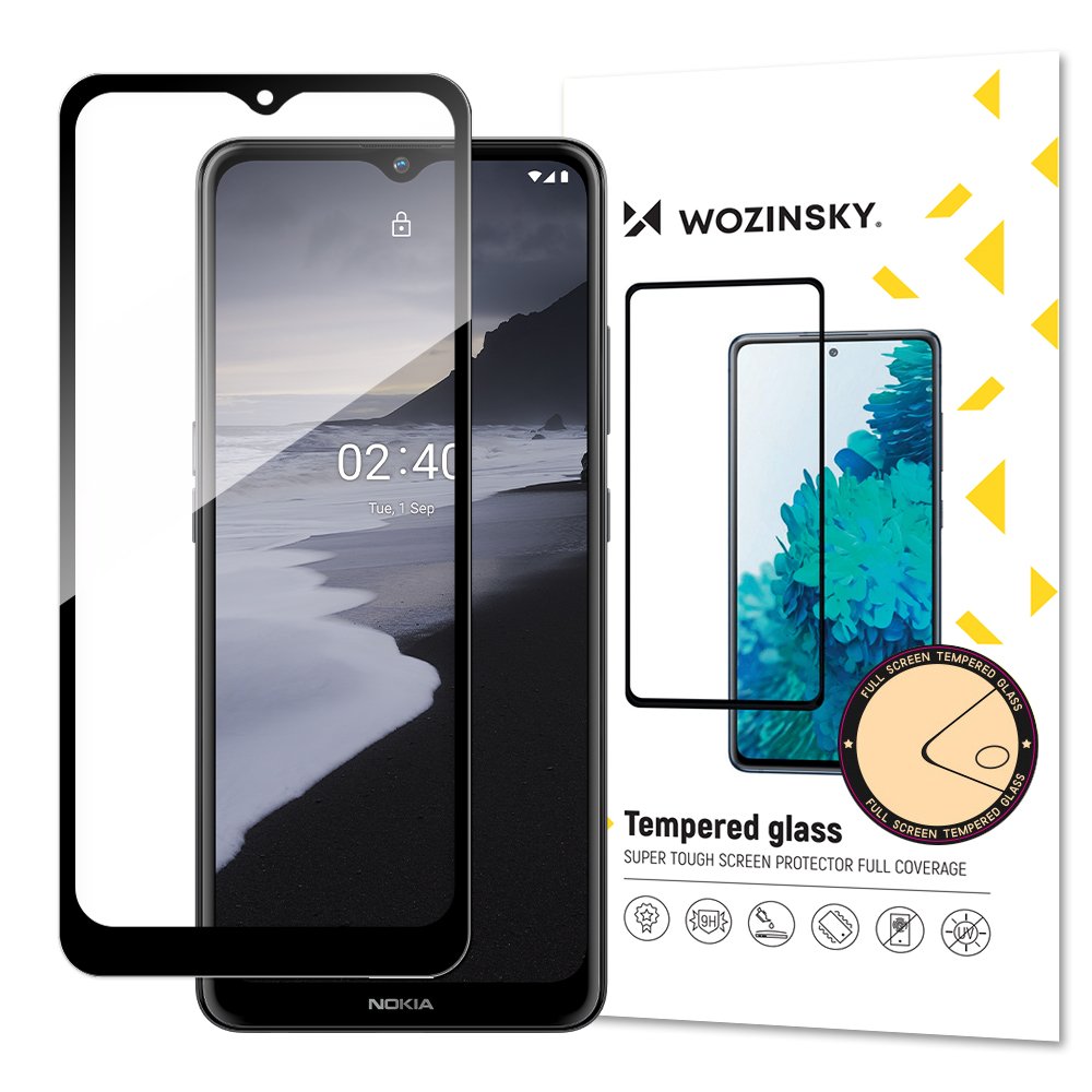 Wozinsky Härdat glas Fullt lim Supertufft skärmskydd för Nokia 2.4, ram, Case Friendly, svart