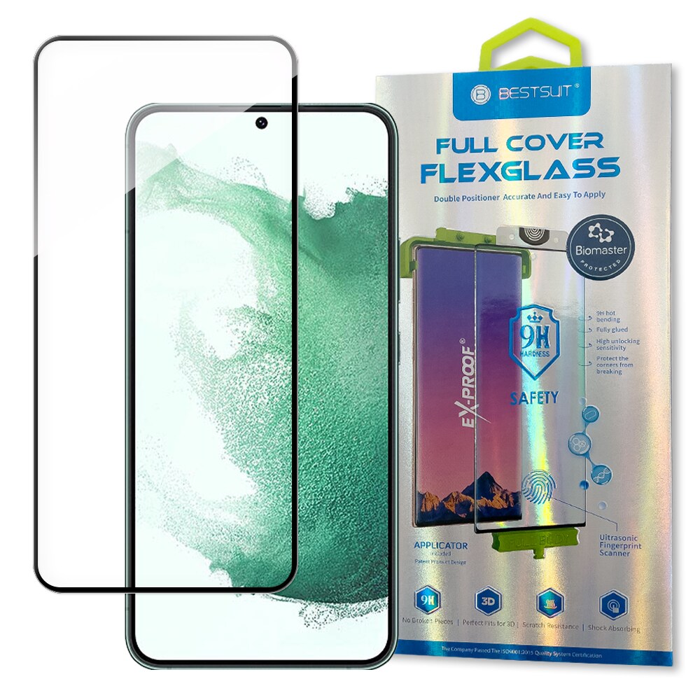 Bestsuit 3D Edge Nano Flexi Glass Film Full Screen Härdat Glas Med Ram För Galaxy S22+ Transparent