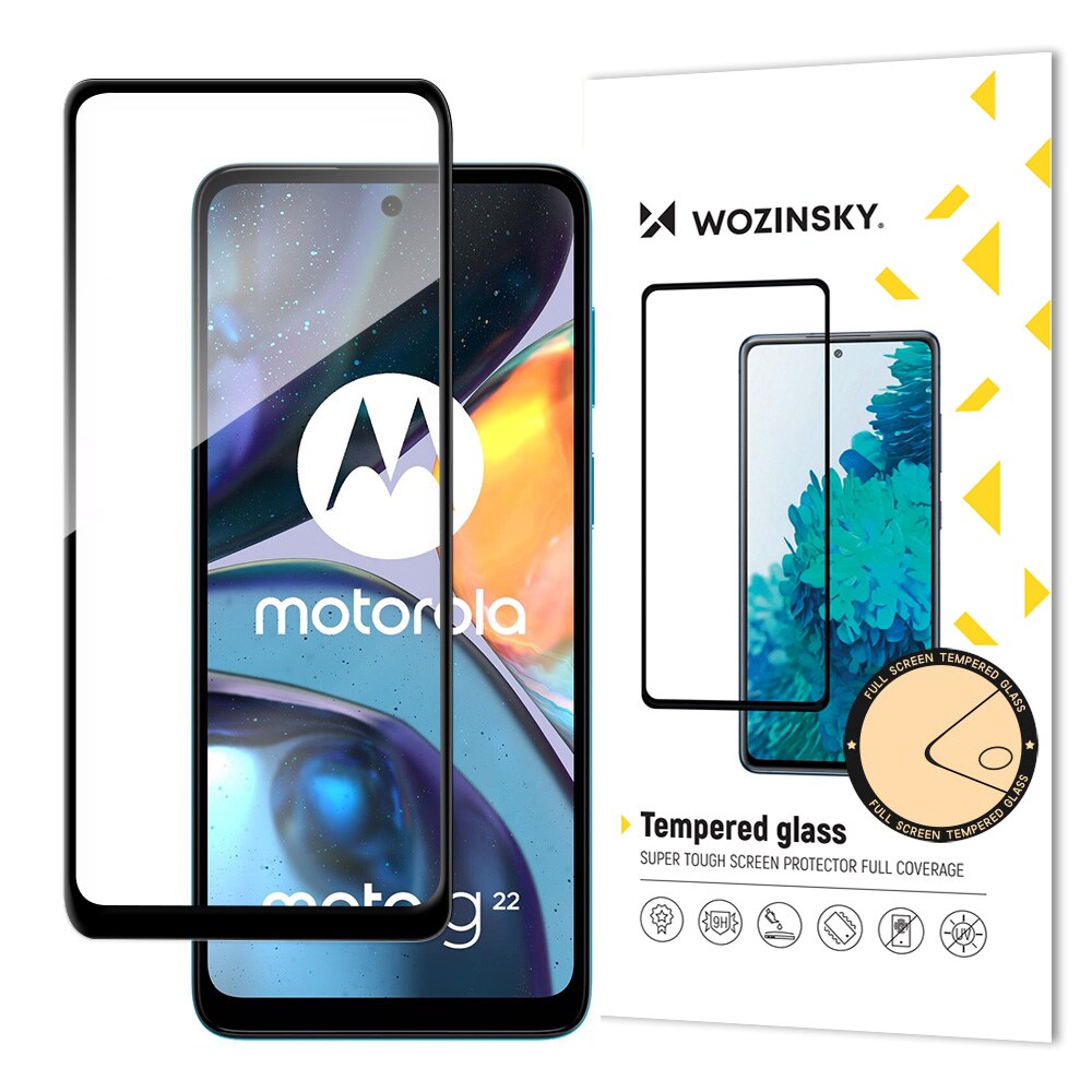 Wozinsky Härdat glas med full limning för Motorola Moto G22