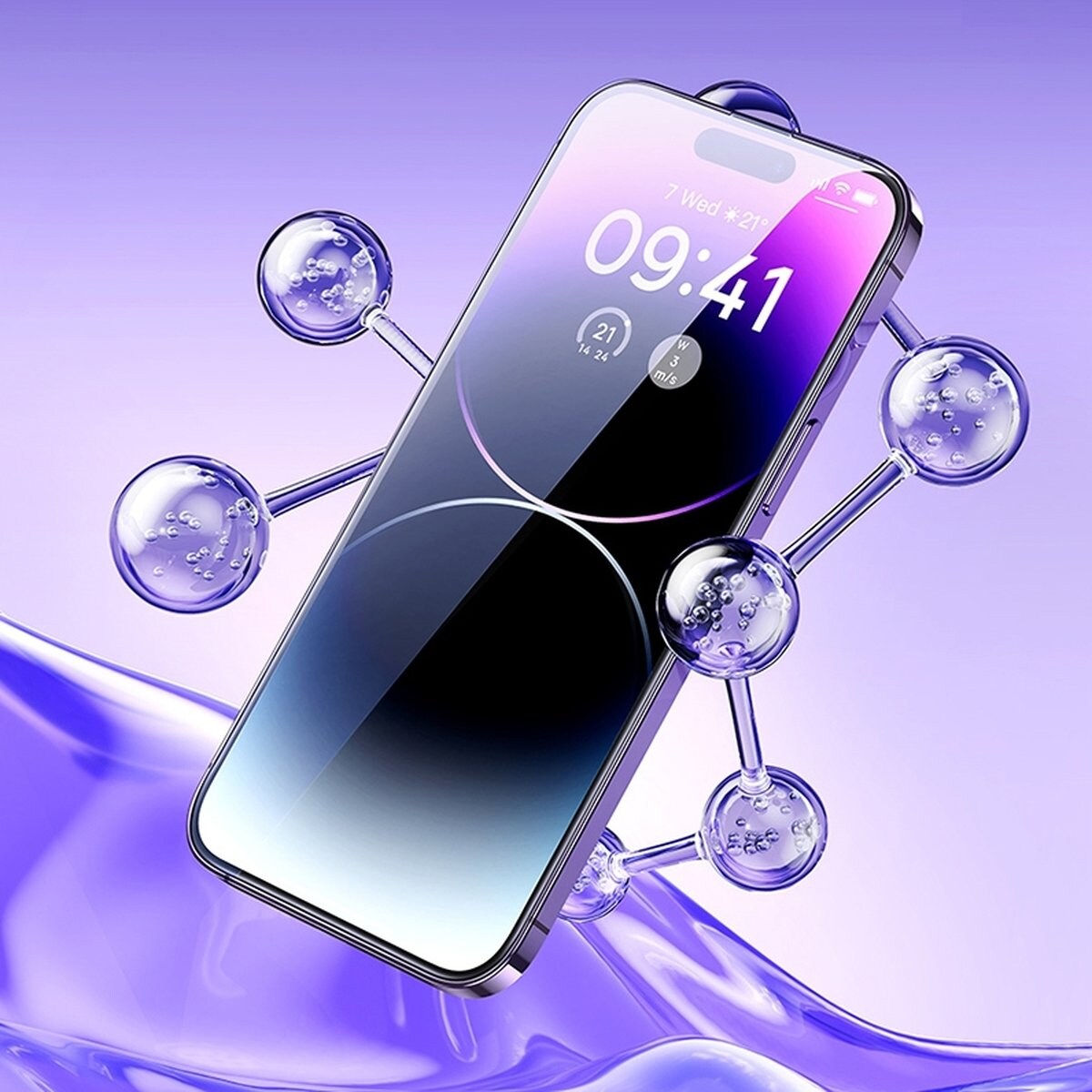 Baseus Härdat glas för iPhone 14 Pro Max med blåljusfilter & 0,3 mm högtalarskydd + monteringsram